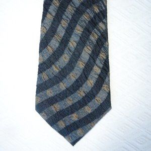 MODULES Japan 100% SILK TIE SEERSUCKER TEXTURED black gray brown